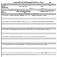 One-Unit Residential Appraisal Field Review Report Form-2000